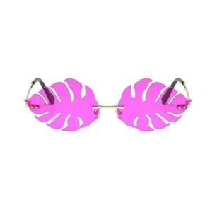 6172 | Hot Pink Rimless Leaf Novelty Sunglasses